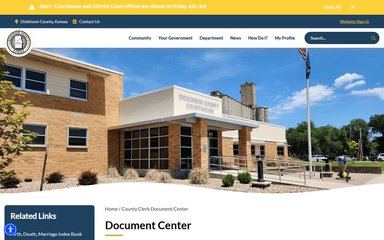 Dickinson County Clerk of the District Court records and County Clerk document center