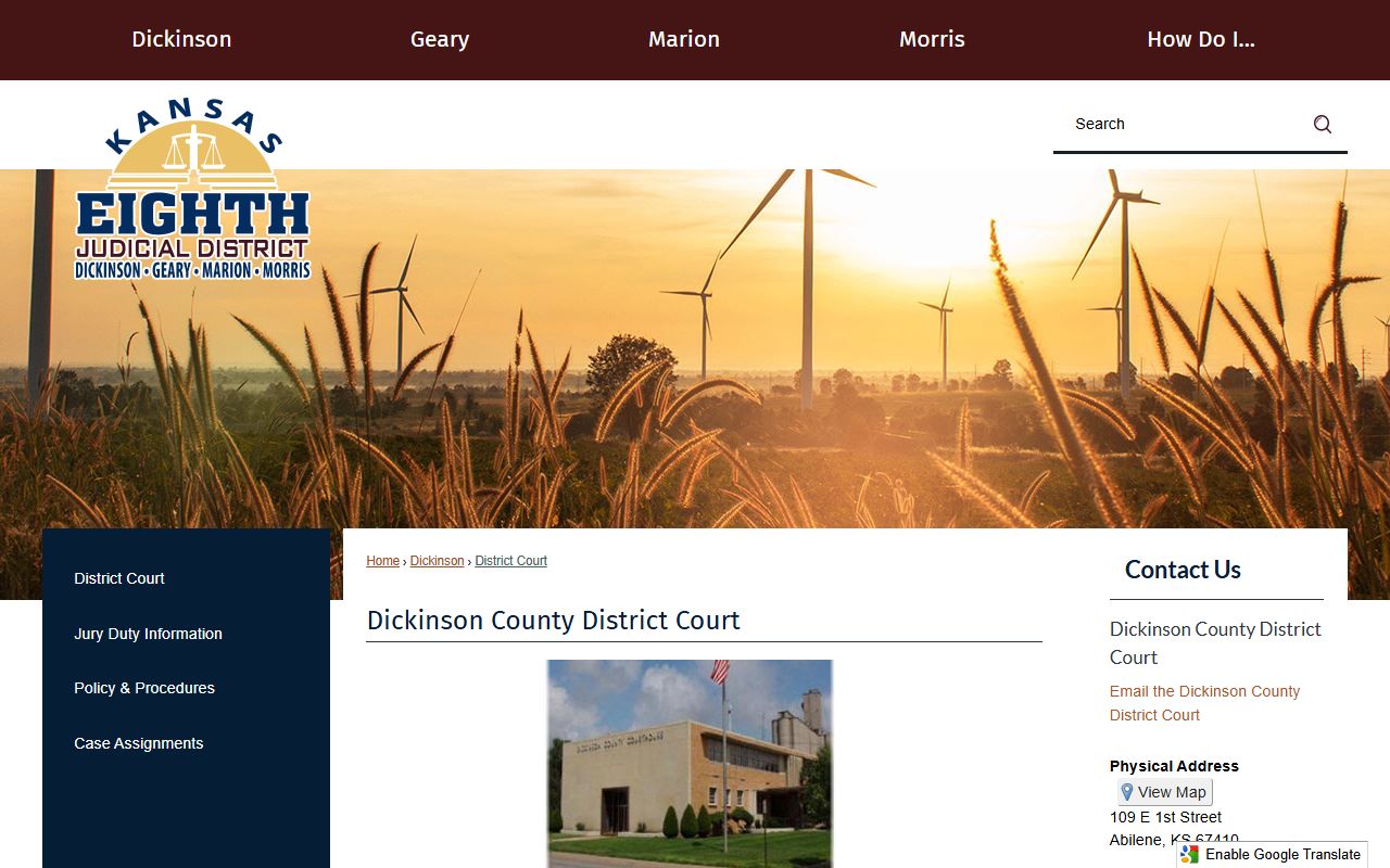 Dickinson County District Court records and 8th Judicial District page