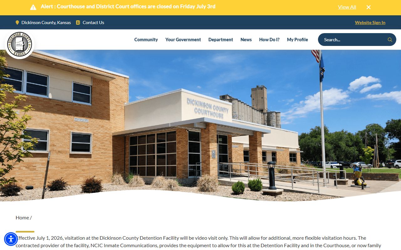 Dickinson County inmate records video visitation schedule