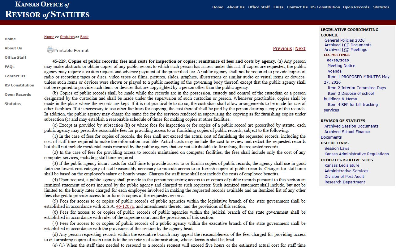 Dickinson County marriage divorce records Kansas copy fee statute